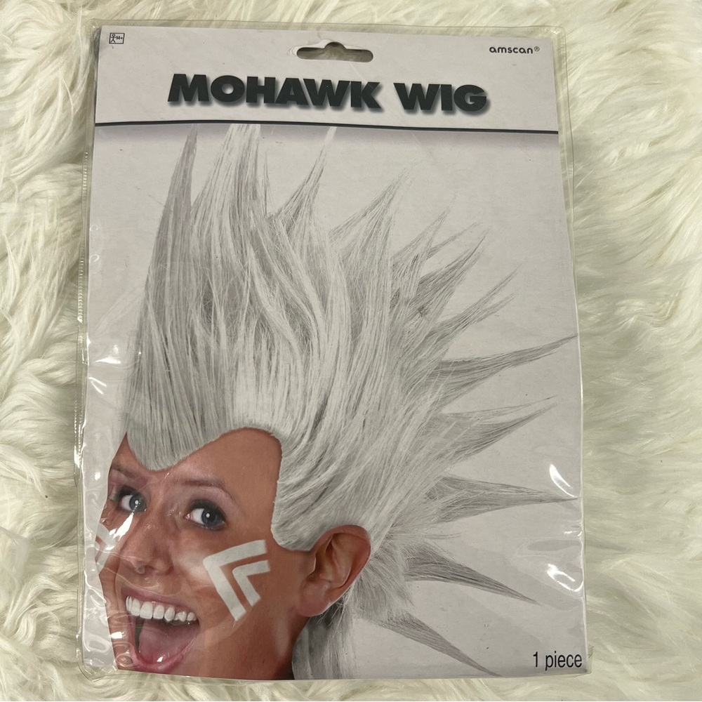 White Mohawk Wig NEW Halloween costume punk rocker - Picture 2 of 7